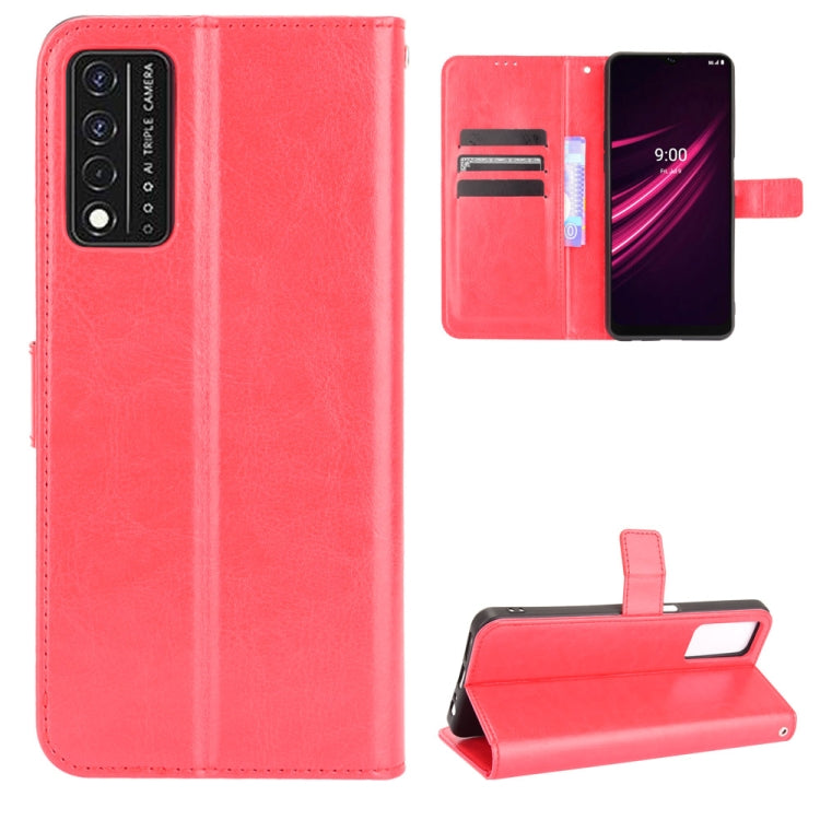 For T-Mobile REVVL V+ 5G Crazy Horse Texture Horizontal Flip Leather Case with Holder & Card Slots & Lanyard