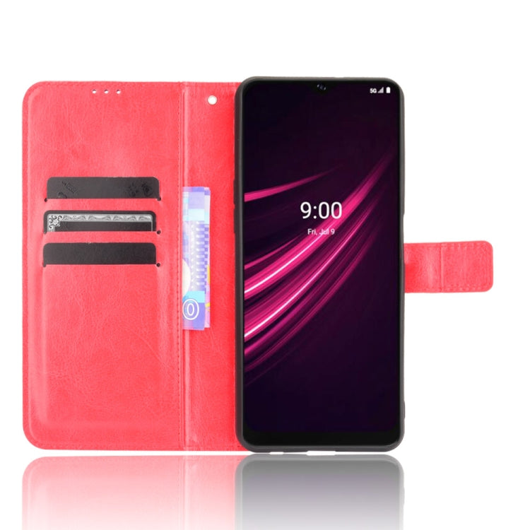 For T-Mobile REVVL V+ 5G Crazy Horse Texture Horizontal Flip Leather Case with Holder & Card Slots & Lanyard
