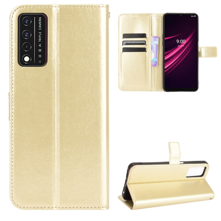 For T-Mobile REVVL V+ 5G Crazy Horse Texture Horizontal Flip Leather Case with Holder & Card Slots & Lanyard