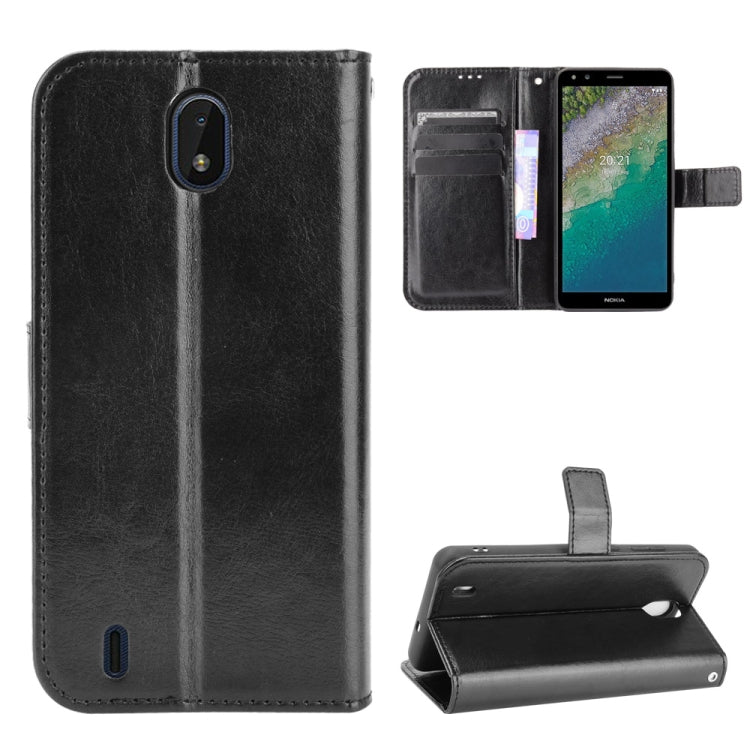 For Nokia C01 Plus Crazy Horse Texture Horizontal Flip Leather Case with Holder & Card Slots & Lanyard