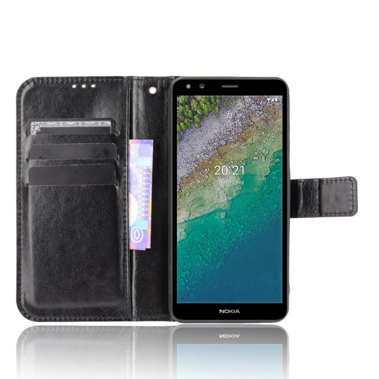 For Nokia C01 Plus Crazy Horse Texture Horizontal Flip Leather Case with Holder & Card Slots & Lanyard
