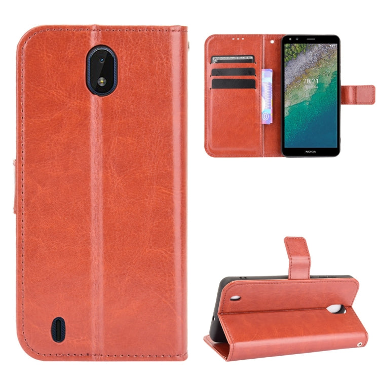 For Nokia C01 Plus Crazy Horse Texture Horizontal Flip Leather Case with Holder & Card Slots & Lanyard