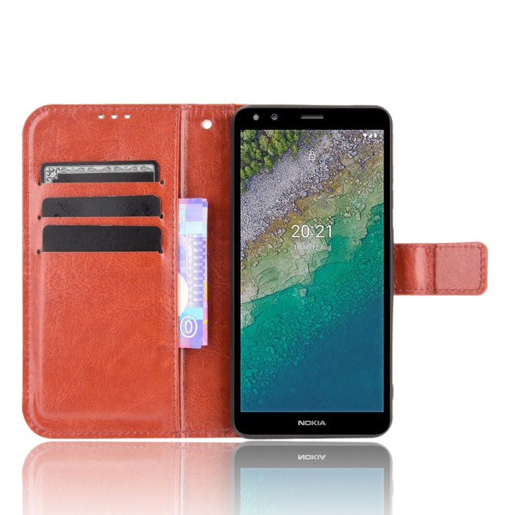 For Nokia C01 Plus Crazy Horse Texture Horizontal Flip Leather Case with Holder & Card Slots & Lanyard