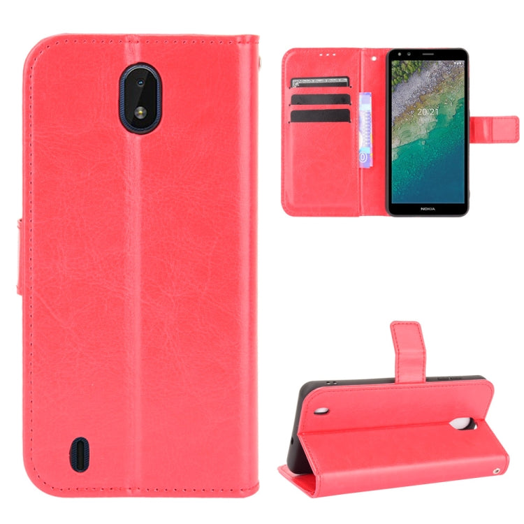 For Nokia C01 Plus Crazy Horse Texture Horizontal Flip Leather Case with Holder & Card Slots & Lanyard