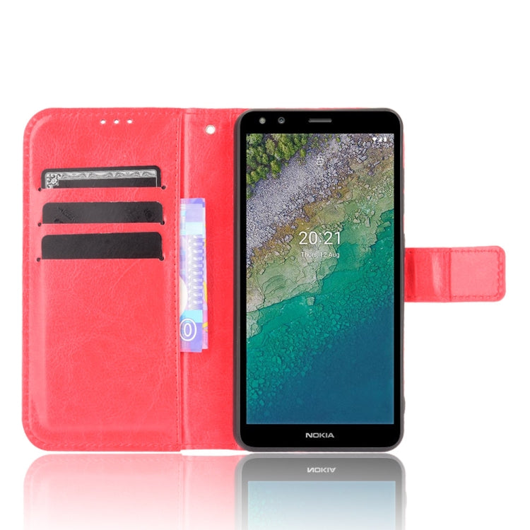 For Nokia C01 Plus Crazy Horse Texture Horizontal Flip Leather Case with Holder & Card Slots & Lanyard