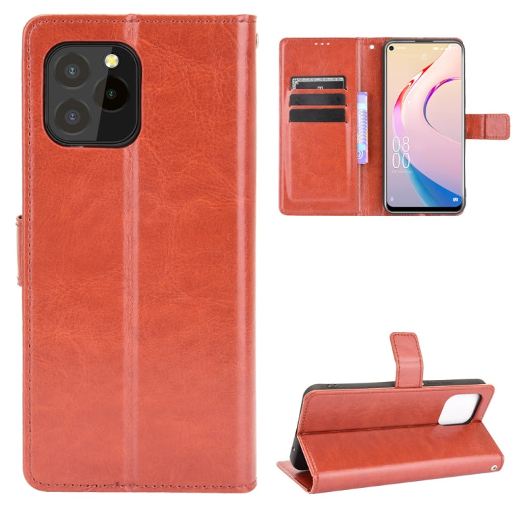 For Oukitel C21 Pro Crazy Horse Texture Horizontal Flip Leather Case with Holder & Card Slots & Lanyard