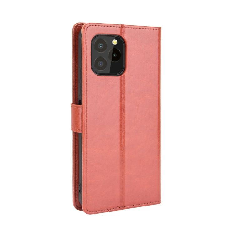 For Oukitel C21 Pro Crazy Horse Texture Horizontal Flip Leather Case with Holder & Card Slots & Lanyard