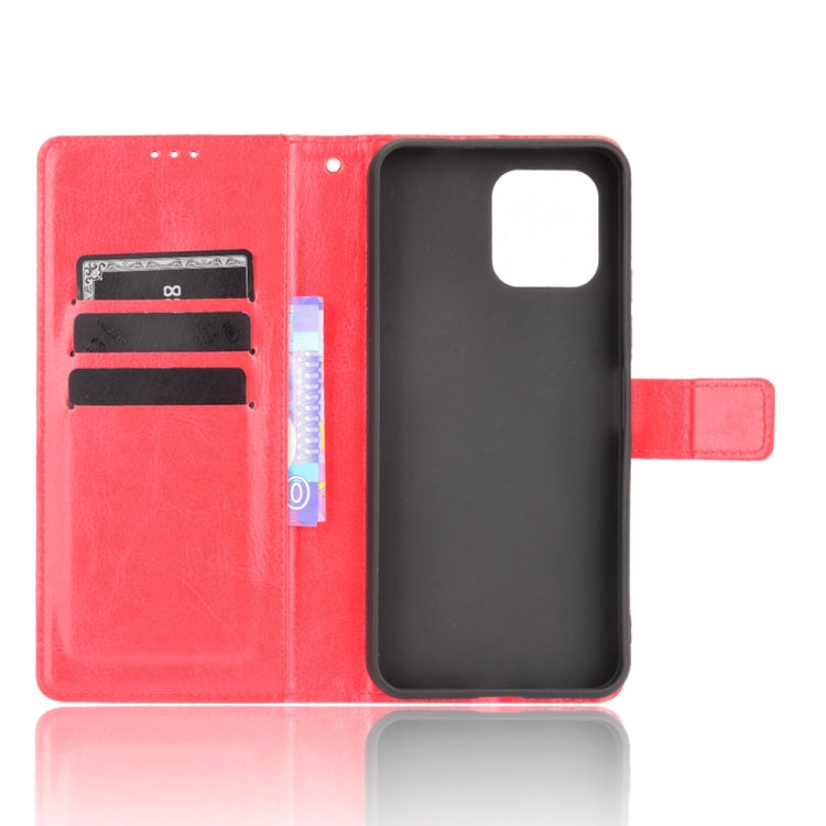 For Oukitel C21 Pro Crazy Horse Texture Horizontal Flip Leather Case with Holder & Card Slots & Lanyard