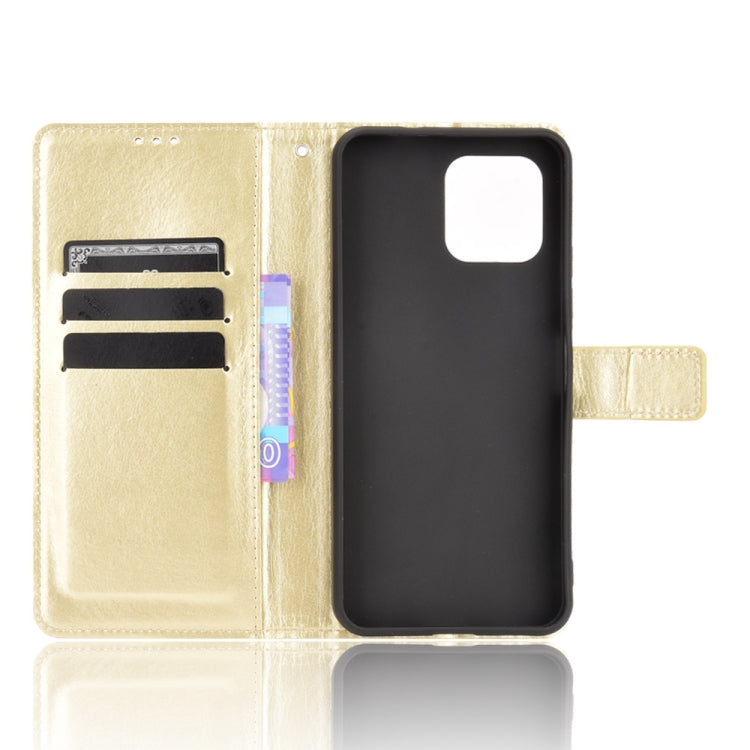 For Oukitel C21 Pro Crazy Horse Texture Horizontal Flip Leather Case with Holder & Card Slots & Lanyard