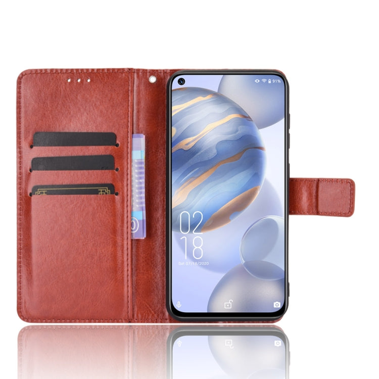 For Oukitel C21 Crazy Horse Texture Horizontal Flip Leather Case with Holder & Card Slots & Lanyard