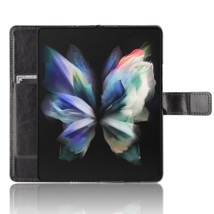 For Samsung Galaxy Z Fold3 5G Crazy Horse Texture Horizontal Flip Leather Case with Holder & Card Slots & Lanyard