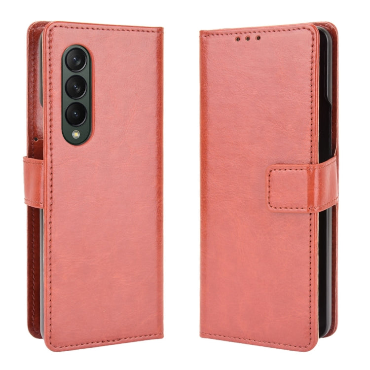 For Samsung Galaxy Z Fold3 5G Crazy Horse Texture Horizontal Flip Leather Case with Holder & Card Slots & Lanyard