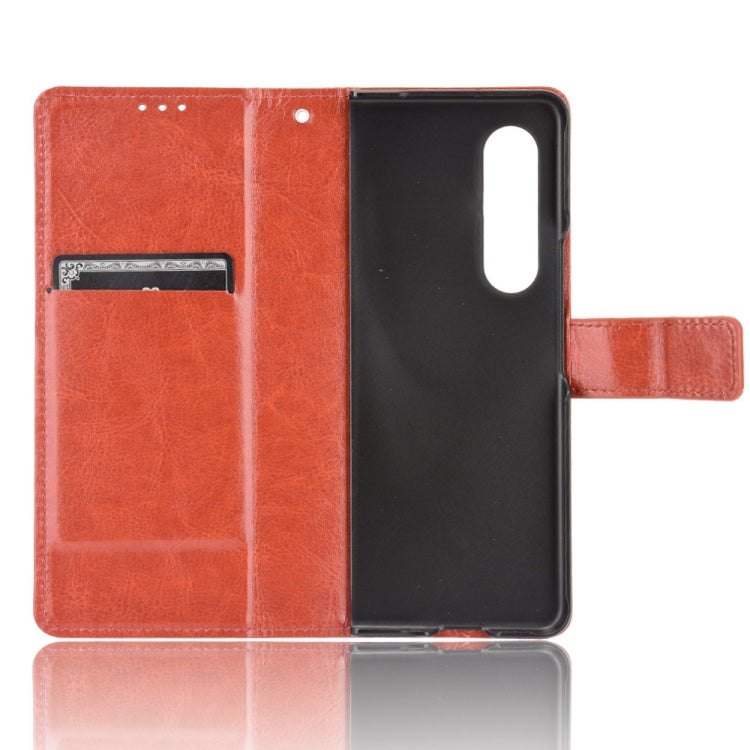 For Samsung Galaxy Z Fold3 5G Crazy Horse Texture Horizontal Flip Leather Case with Holder & Card Slots & Lanyard