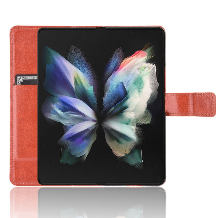 For Samsung Galaxy Z Fold3 5G Crazy Horse Texture Horizontal Flip Leather Case with Holder & Card Slots & Lanyard
