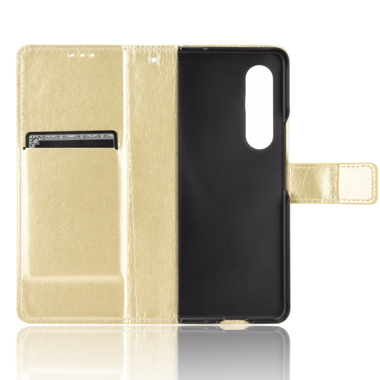 For Samsung Galaxy Z Fold3 5G Crazy Horse Texture Horizontal Flip Leather Case with Holder & Card Slots & Lanyard