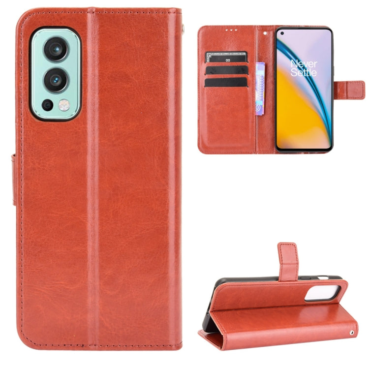 For OnePlus Nord 2 5G Crazy Horse Texture Horizontal Flip Leather Case with Holder & Card Slots & Lanyard