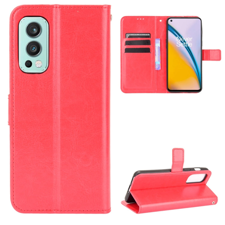 For OnePlus Nord 2 5G Crazy Horse Texture Horizontal Flip Leather Case with Holder & Card Slots & Lanyard
