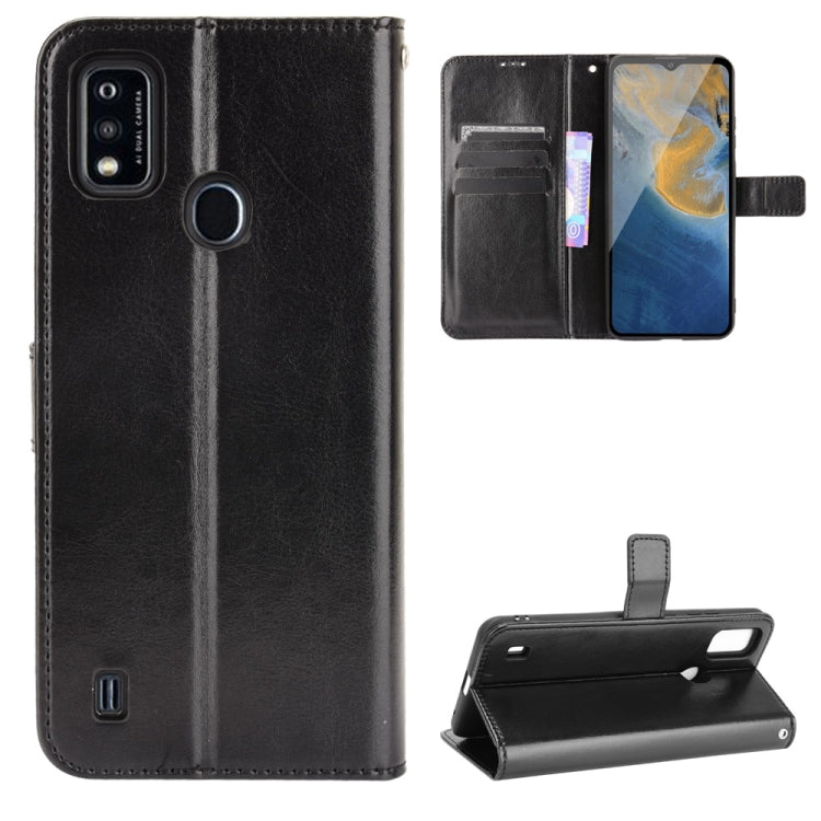 For ZTE Blade A51 Crazy Horse Texture Horizontal Flip Leather Case with Holder & Card Slots & Lanyard