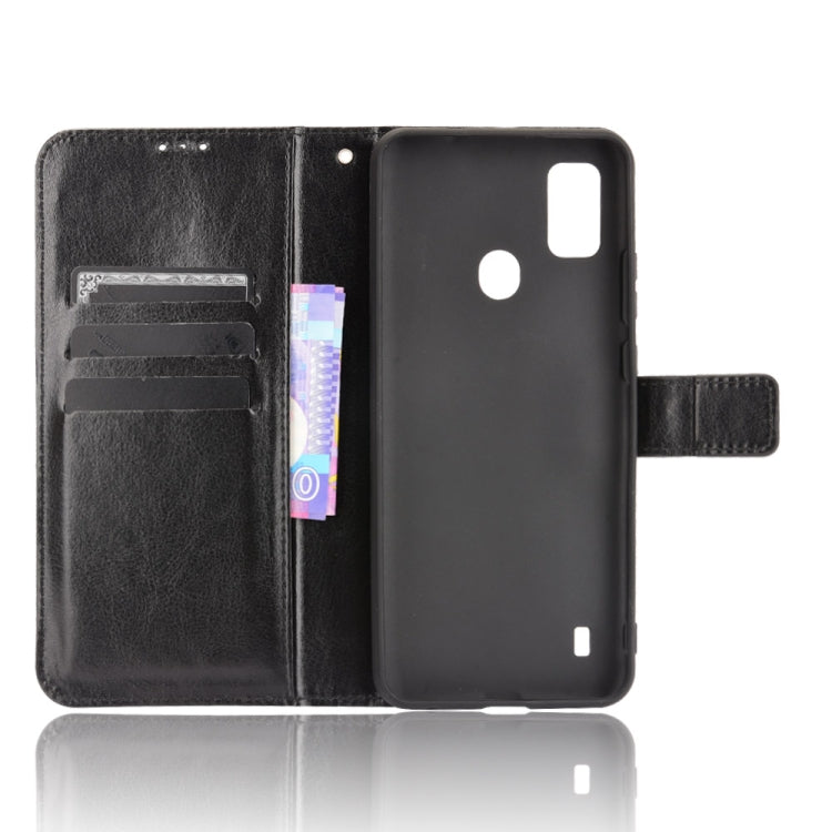 For ZTE Blade A51 Crazy Horse Texture Horizontal Flip Leather Case with Holder & Card Slots & Lanyard