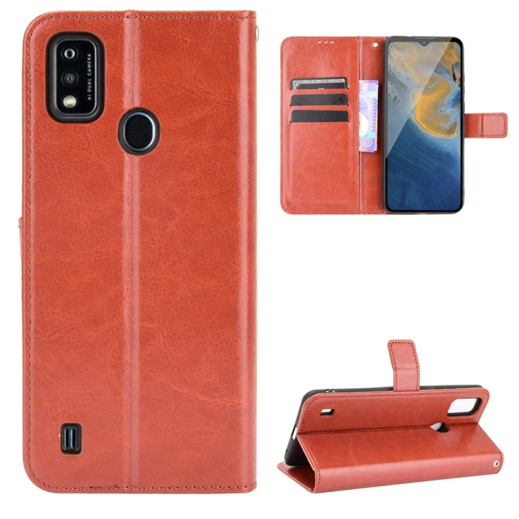 For ZTE Blade A51 Crazy Horse Texture Horizontal Flip Leather Case with Holder & Card Slots & Lanyard
