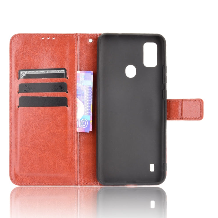 For ZTE Blade A51 Crazy Horse Texture Horizontal Flip Leather Case with Holder & Card Slots & Lanyard