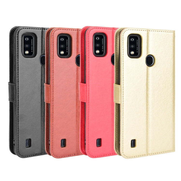 For ZTE Blade A51 Crazy Horse Texture Horizontal Flip Leather Case with Holder & Card Slots & Lanyard
