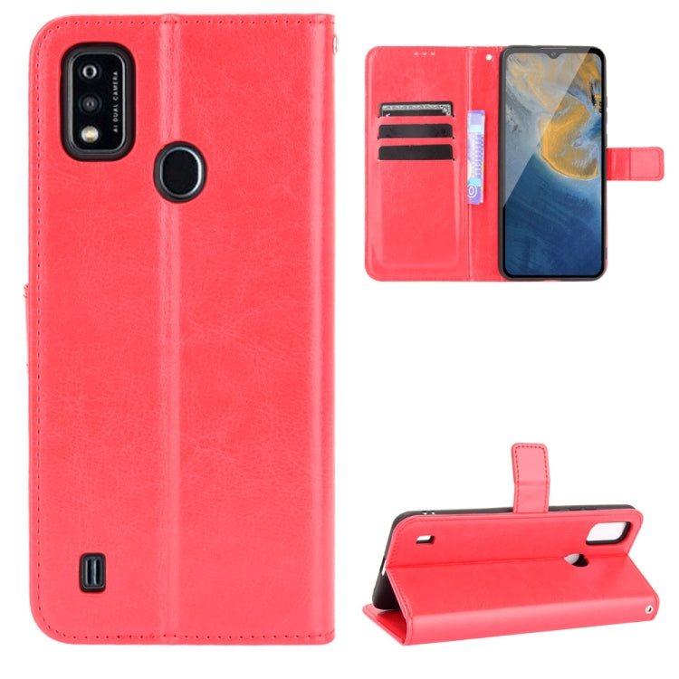 For ZTE Blade A51 Crazy Horse Texture Horizontal Flip Leather Case with Holder & Card Slots & Lanyard