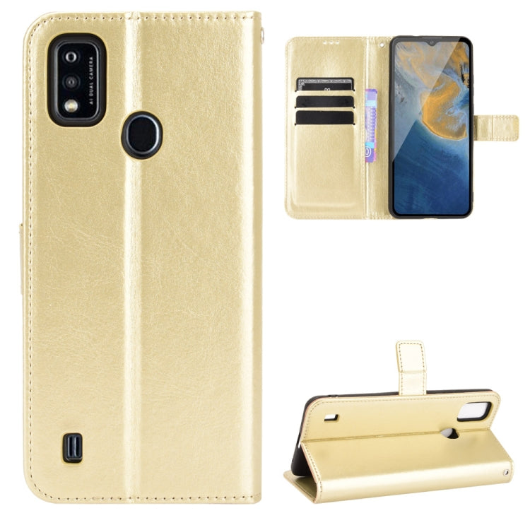 For ZTE Blade A51 Crazy Horse Texture Horizontal Flip Leather Case with Holder & Card Slots & Lanyard