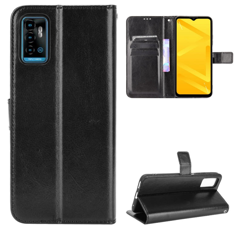 For ZTE Blade A71 Crazy Horse Texture Horizontal Flip Leather Case with Holder & Card Slots & Lanyard