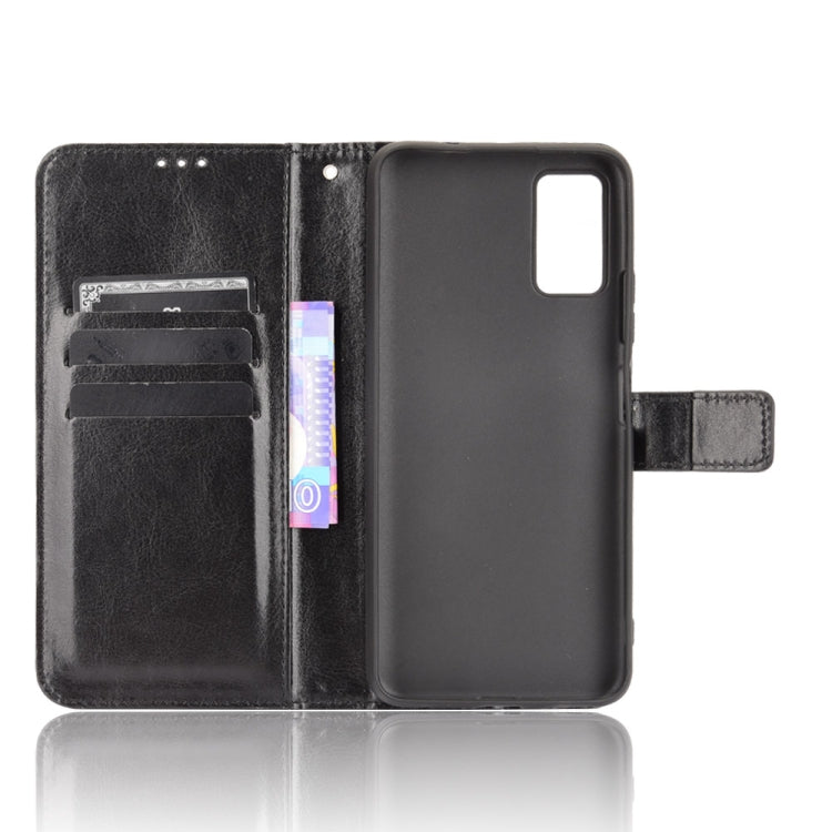 For ZTE Blade A71 Crazy Horse Texture Horizontal Flip Leather Case with Holder & Card Slots & Lanyard