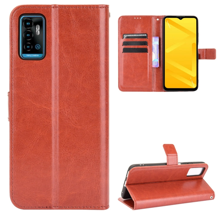 For ZTE Blade A71 Crazy Horse Texture Horizontal Flip Leather Case with Holder & Card Slots & Lanyard