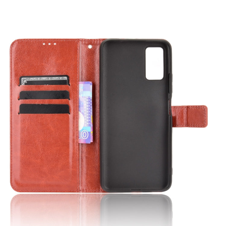 For ZTE Blade A71 Crazy Horse Texture Horizontal Flip Leather Case with Holder & Card Slots & Lanyard
