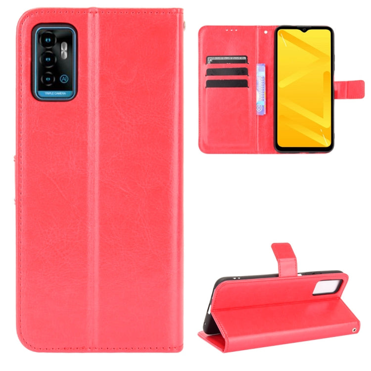 For ZTE Blade A71 Crazy Horse Texture Horizontal Flip Leather Case with Holder & Card Slots & Lanyard