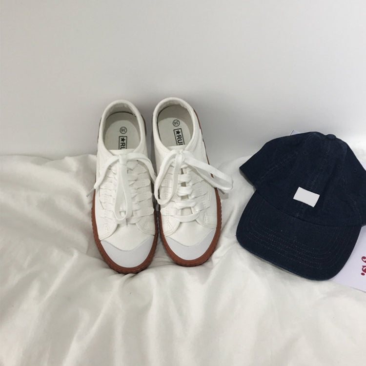 Chic White Shoes Ulzzang Harajuku Students1992 Canvas Shoes, Size:37(White)