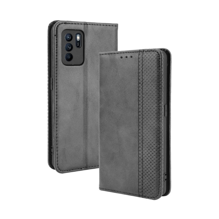 For OPPO Reno6 Z Magnetic Buckle Retro Crazy Horse Texture Horizontal Flip Leather Case with Holder & Card Slots & Photo Frame