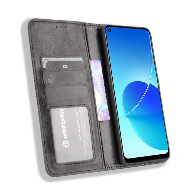 For OPPO Reno6 Z Magnetic Buckle Retro Crazy Horse Texture Horizontal Flip Leather Case with Holder & Card Slots & Photo Frame