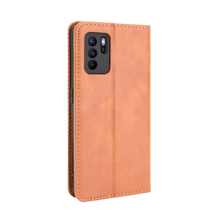 For OPPO Reno6 Z Magnetic Buckle Retro Crazy Horse Texture Horizontal Flip Leather Case with Holder & Card Slots & Photo Frame