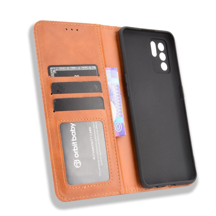 For OPPO Reno6 Z Magnetic Buckle Retro Crazy Horse Texture Horizontal Flip Leather Case with Holder & Card Slots & Photo Frame