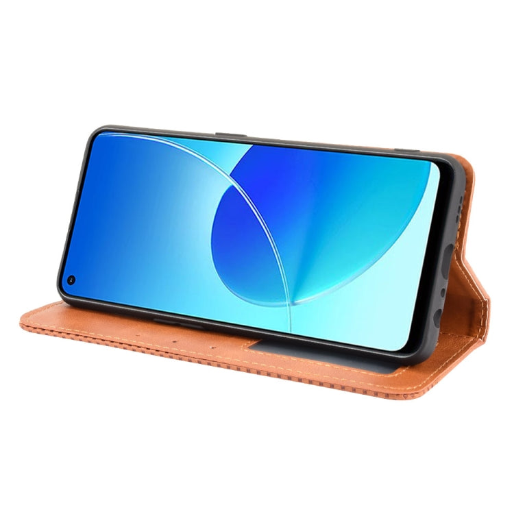 For OPPO Reno6 Z Magnetic Buckle Retro Crazy Horse Texture Horizontal Flip Leather Case with Holder & Card Slots & Photo Frame