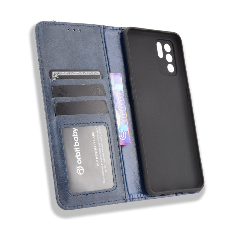 For OPPO Reno6 Z Magnetic Buckle Retro Crazy Horse Texture Horizontal Flip Leather Case with Holder & Card Slots & Photo Frame