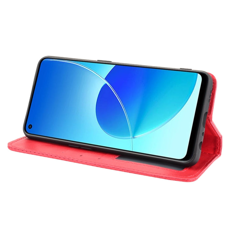For OPPO Reno6 Z Magnetic Buckle Retro Crazy Horse Texture Horizontal Flip Leather Case with Holder & Card Slots & Photo Frame