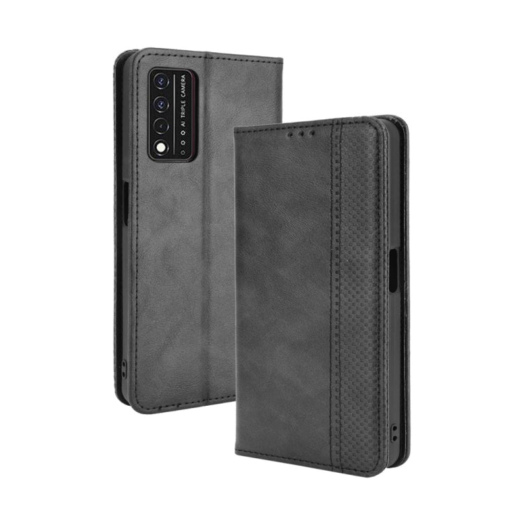 For T-Mobile REVVL V+ 5G Magnetic Buckle Retro Crazy Horse Texture Horizontal Flip Leather Case with Holder & Card Slots & Photo Frame