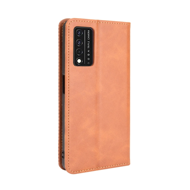 For T-Mobile REVVL V+ 5G Magnetic Buckle Retro Crazy Horse Texture Horizontal Flip Leather Case with Holder & Card Slots & Photo Frame