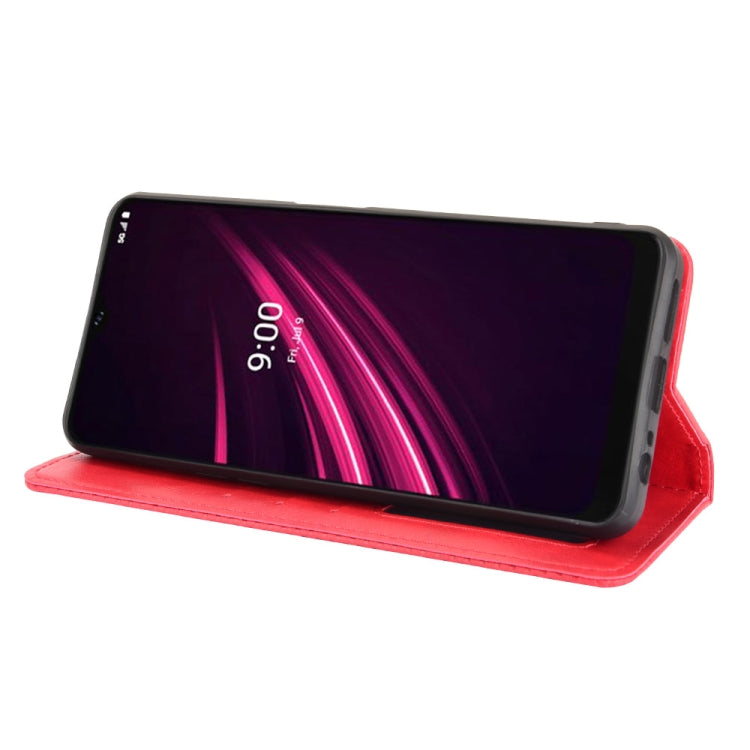 For T-Mobile REVVL V+ 5G Magnetic Buckle Retro Crazy Horse Texture Horizontal Flip Leather Case with Holder & Card Slots & Photo Frame