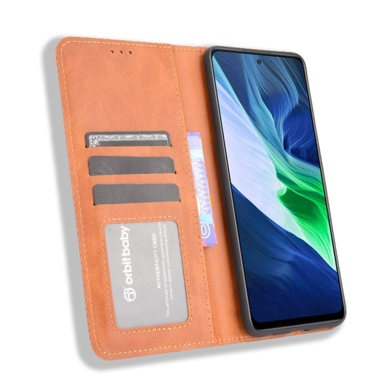 For Infinix Note 10 Magnetic Buckle Retro Crazy Horse Texture Horizontal Flip Leather Case with Holder & Card Slots & Photo Frame