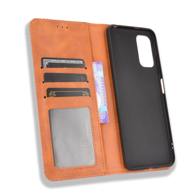 For Xiaomi Redmi Note 10 5G Magnetic Buckle Retro Crazy Horse Texture Horizontal Flip Leather Case with Holder & Card Slots & Photo Frame