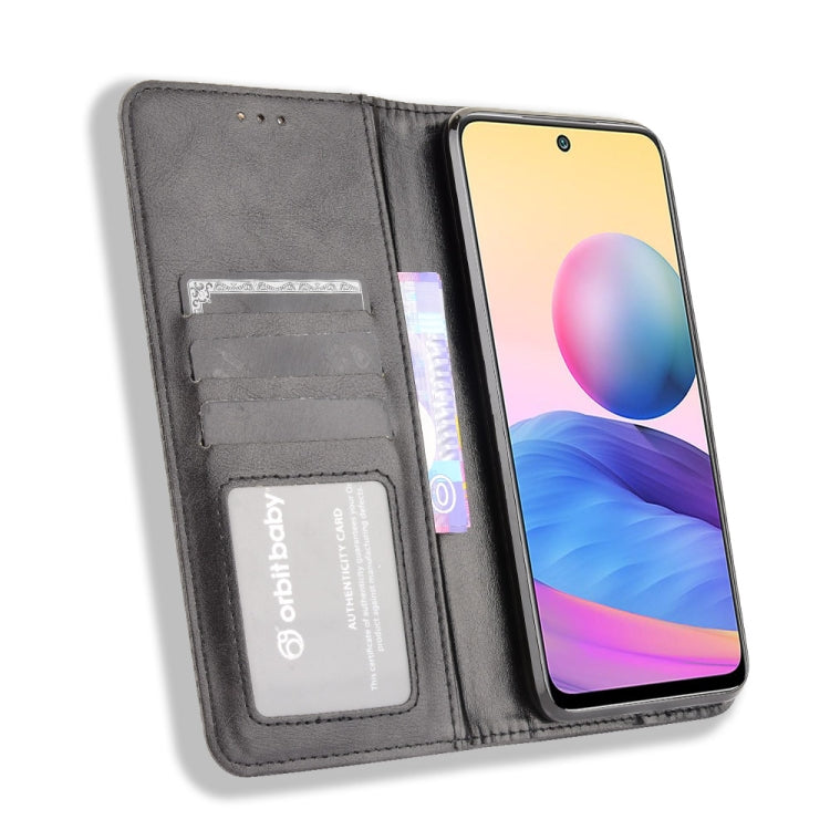 For Xiaomi Redmi Note 10 Magnetic Buckle Retro Crazy Horse Texture Horizontal Flip Leather Case with Holder & Card Slots & Photo Frame