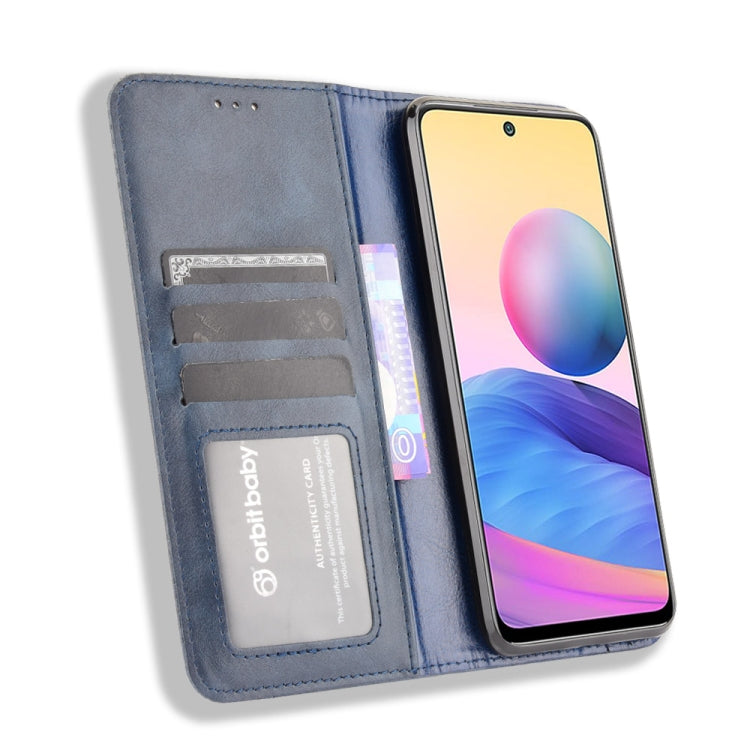 For Xiaomi Redmi Note 10 Magnetic Buckle Retro Crazy Horse Texture Horizontal Flip Leather Case with Holder & Card Slots & Photo Frame