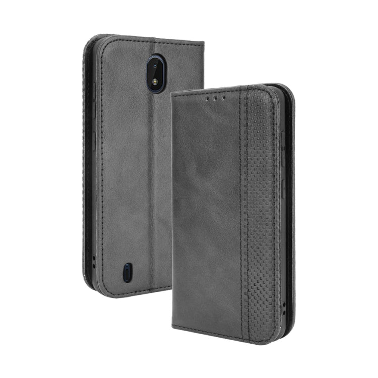 For Nokia C01 Plus Magnetic Buckle Retro Crazy Horse Texture Horizontal Flip Leather Case with Holder & Card Slots & Photo Frame