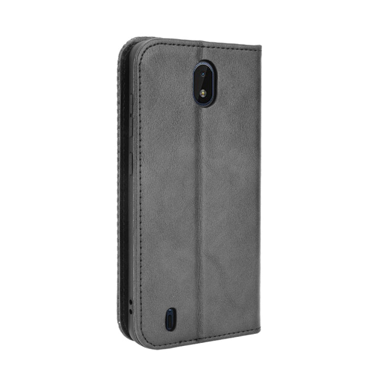 For Nokia C01 Plus Magnetic Buckle Retro Crazy Horse Texture Horizontal Flip Leather Case with Holder & Card Slots & Photo Frame